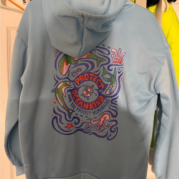 Light Blue "Protect Oceankind" Turtle Graphic Hoodie - Picture 4 of 5
